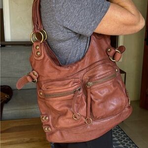 Linea Pelle Stylish Brown Leather Shoulder Bag